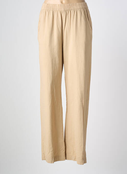 Pantalon droit taille élastique beige KAFFE femme