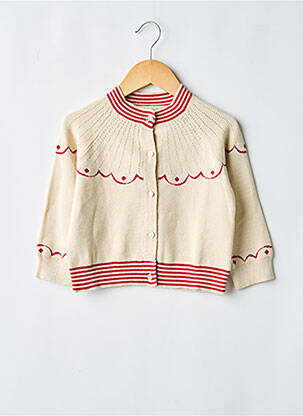 Gilet manches longues coupe droite beige KONGES SLOJD fille