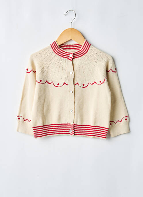 Gilet manches longues coupe droite beige KONGES SLOJD fille