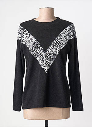 Pull coupe cintrée manches longues noir MALOKA femme
