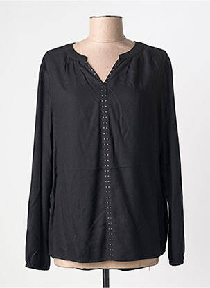 Blouse tissage popeline manches longues noir CECIL femme