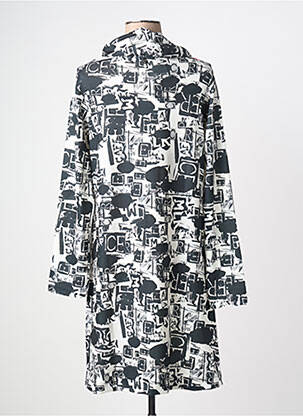 Robe mi-longue imprimé fantaisie manches longues noir MALOKA femme