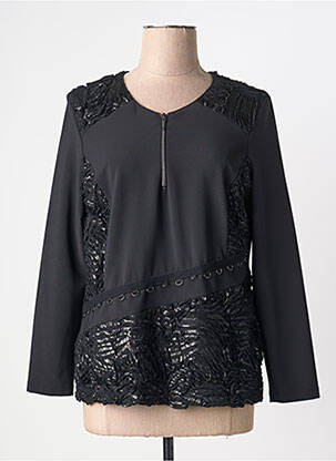 Top col rond manches longues noir FRANCE RIVOIRE femme