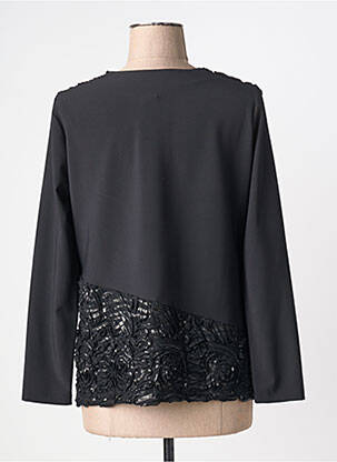 Top col rond manches longues noir FRANCE RIVOIRE femme
