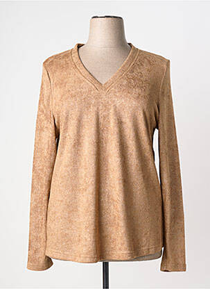 Pull coupe droite manches longues beige FRED SABATIER femme