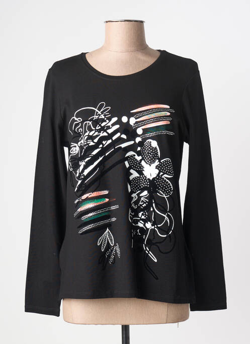 Top imprimé fantaisie manches longues noir GREGORY PAT femme