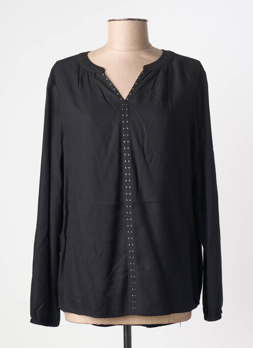 Blouse tissage popeline manches longues noir CECIL femme