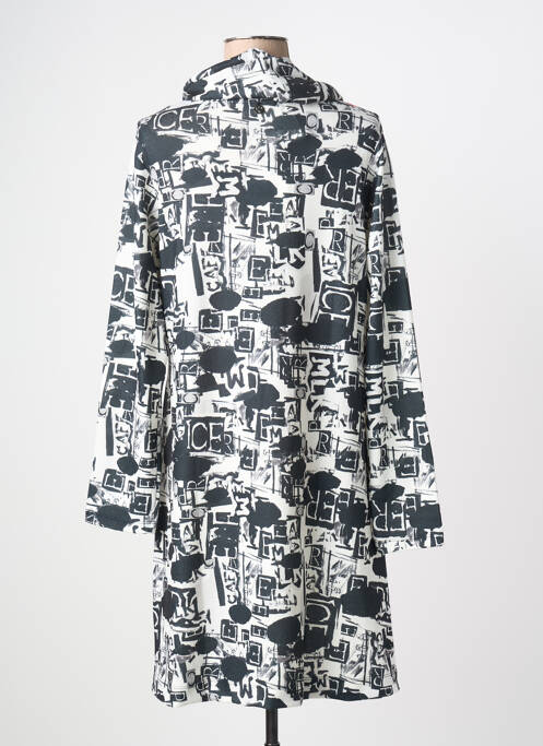 Robe mi-longue imprimé fantaisie manches longues noir MALOKA femme