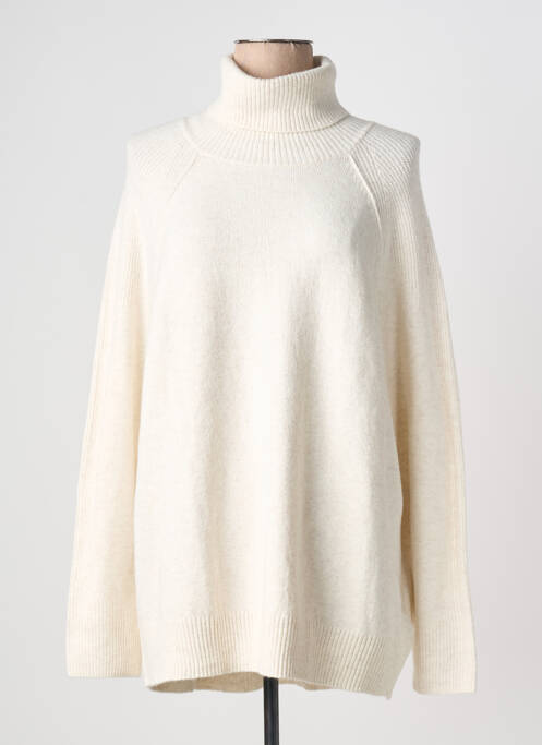 Pull col roulé manches longues manches longues blanc CECIL femme