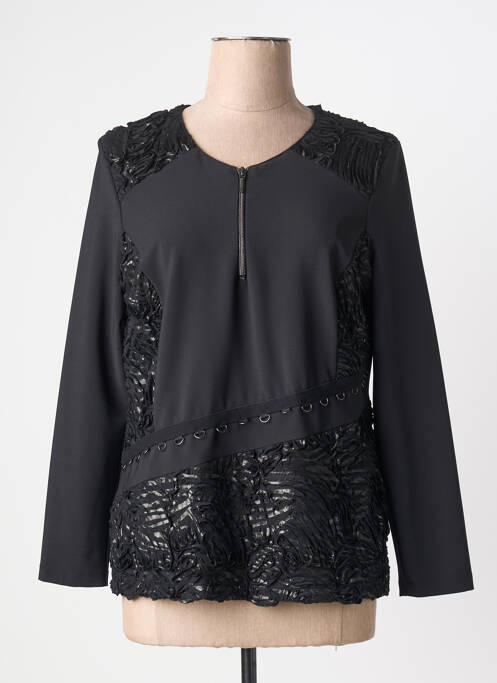 Top col rond manches longues noir FRANCE RIVOIRE femme