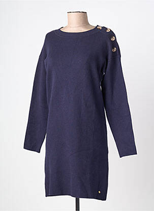 Robe pull coupe droite manches longues bleu C'EST BEAU LA VIE femme