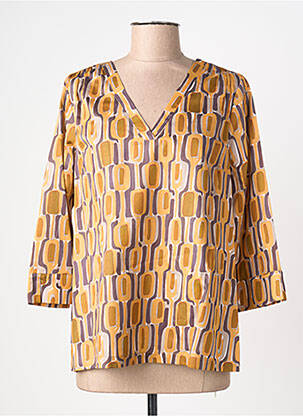 Blouse imprimé fantaisie manches 3/4 orange FLIRT femme