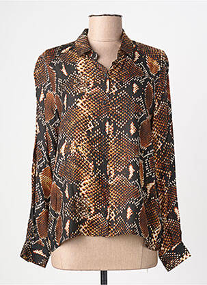 Chemisier coupe droite manches longues marron IKKS femme