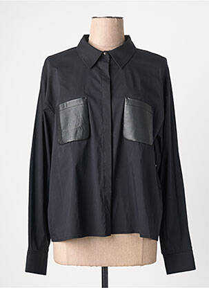 Chemisier coupe droite manches longues noir EVA KAYAN femme