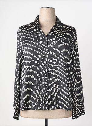 Chemisier imprimé fantaisie manches longues noir ONE STEP femme