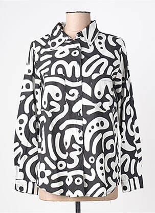 Chemisier imprimé fantaisie manches longues noir ORIENTIQUE NATURALLY femme