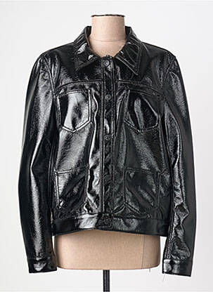 Veste simili cuir manches longues noir FIVE femme