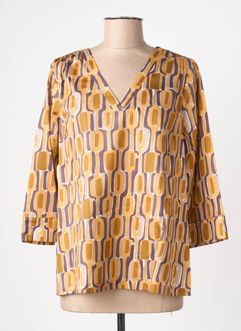 Blouse tissage popeline manches 3/4 orange FLIRT femme