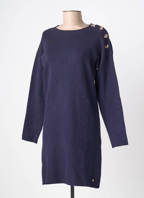 Robe pull col rond manches longues bleu C'EST BEAU LA VIE femme