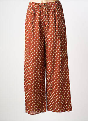 Pantalon droit taille élastique marron MAISON HOTEL femme