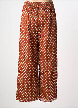 Pantalon droit taille élastique marron MAISON HOTEL femme