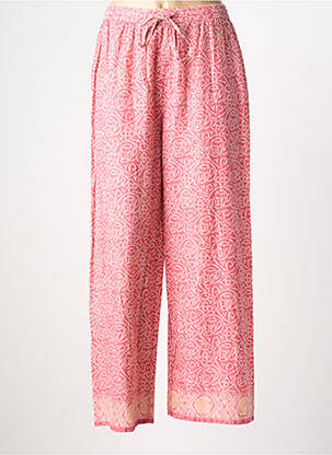 Pantalon droit taille élastique rose MAISON HOTEL femme