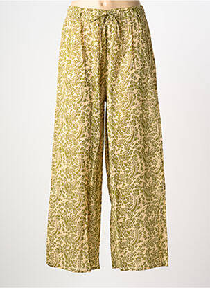 Pantalon droit taille élastique vert MAISON HOTEL femme