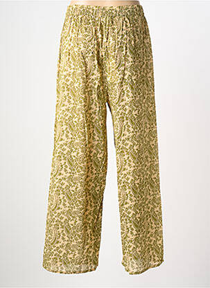 Pantalon droit taille élastique vert MAISON HOTEL femme