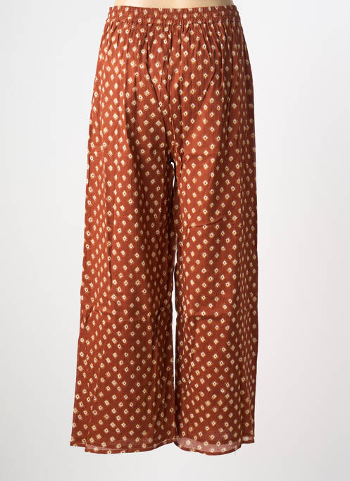 Pantalon droit taille élastique marron MAISON HOTEL femme