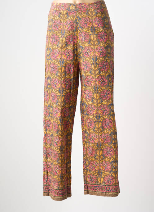 Pantalon droit taille élastique marron MAISON HOTEL femme