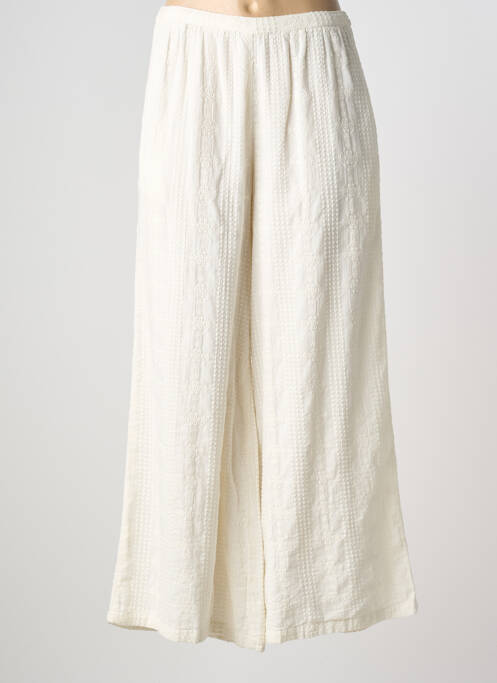Pantalon flare taille élastique blanc MAISON HOTEL femme