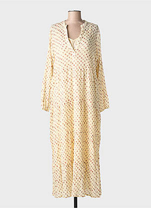 Robe longue imprimé fantaisie manches longues beige MAISON HOTEL femme