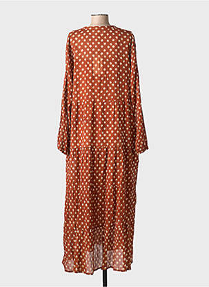 Robe longue imprimé fantaisie manches longues marron MAISON HOTEL femme