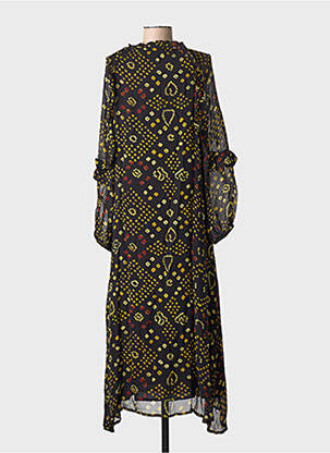 Robe longue imprimé fantaisie manches longues noir MAISON HOTEL femme