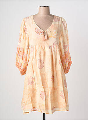 Robe courte manches 3/4 manches 3/4 orange MAISON HOTEL femme