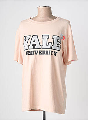 T-shirt sérigraphie floquée manches courtes rose NEWTONE femme