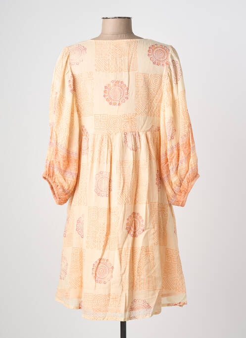 Robe courte manches 3/4 manches 3/4 orange MAISON HOTEL femme