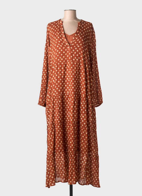 Robe longue manches longues manches longues marron MAISON HOTEL femme