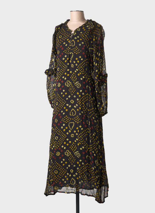 Robe longue manches longues manches longues noir MAISON HOTEL femme