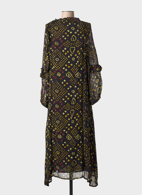 Robe longue manches longues manches longues noir MAISON HOTEL femme