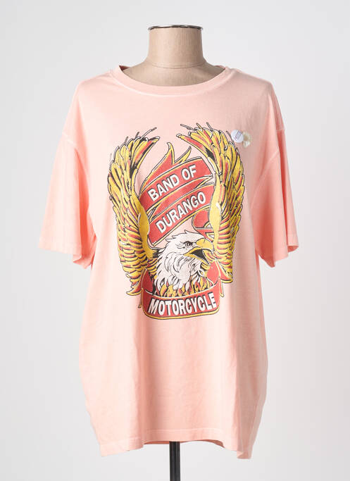 T-shirt sérigraphie floquée manches courtes rose NEWTONE femme