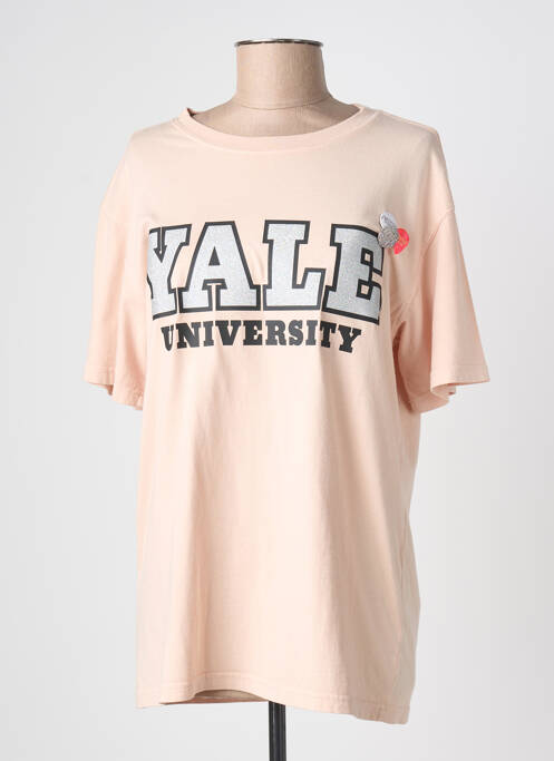 T-shirt sérigraphie floquée manches courtes rose NEWTONE femme