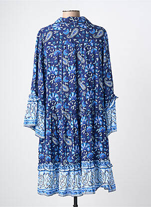 Robe mi-longue imprimé fantaisie manches longues bleu MISS JUNE femme