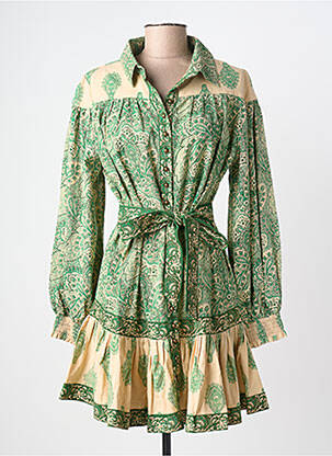 Robe courte manches longues manches longues vert MISS JUNE femme