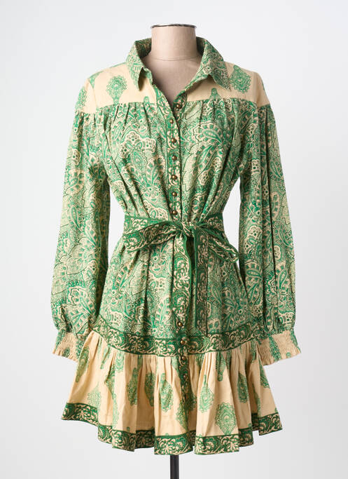 Robe courte manches longues manches longues vert MISS JUNE femme