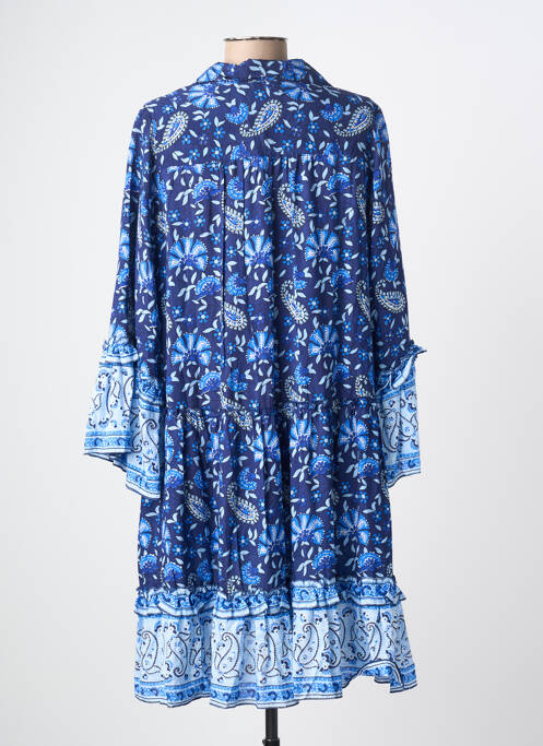 Robe mi-longue imprimé fantaisie manches longues bleu MISS JUNE femme