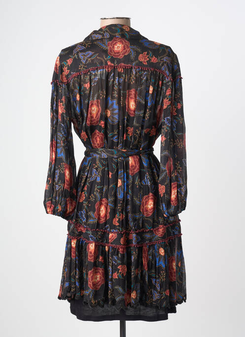 Robe mi-longue imprimé fantaisie manches longues noir MISS JUNE femme