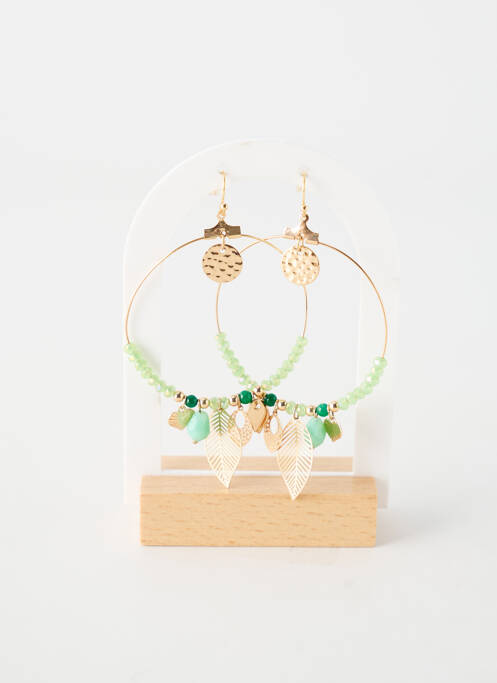 Boucles d’oreilles ornement breloque / pampille vert TATA GISELE femme