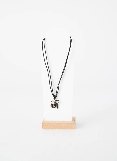 Collier fermeture fermoir mousqueton noir TATA GISELE femme