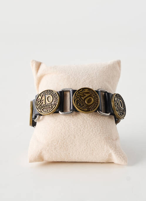Bracelet matériaux cuir noir TATA GISELE homme